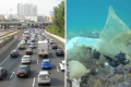 Embouteillages à l'entrée de Tel Aviv ; déchets en mer à 100 m du littoral israélien